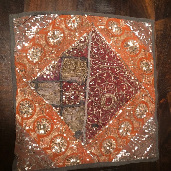 Vintage Hand Embroidered Zari Cushion Cover ♥️ - Picture 4 of 12